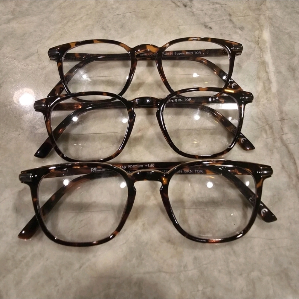 Set Of 3 1.5 Reading Glasses Hinge Brown Tortoise Shell